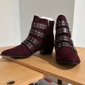 Sam Edelman Burgundy Studded Ankle Booties
